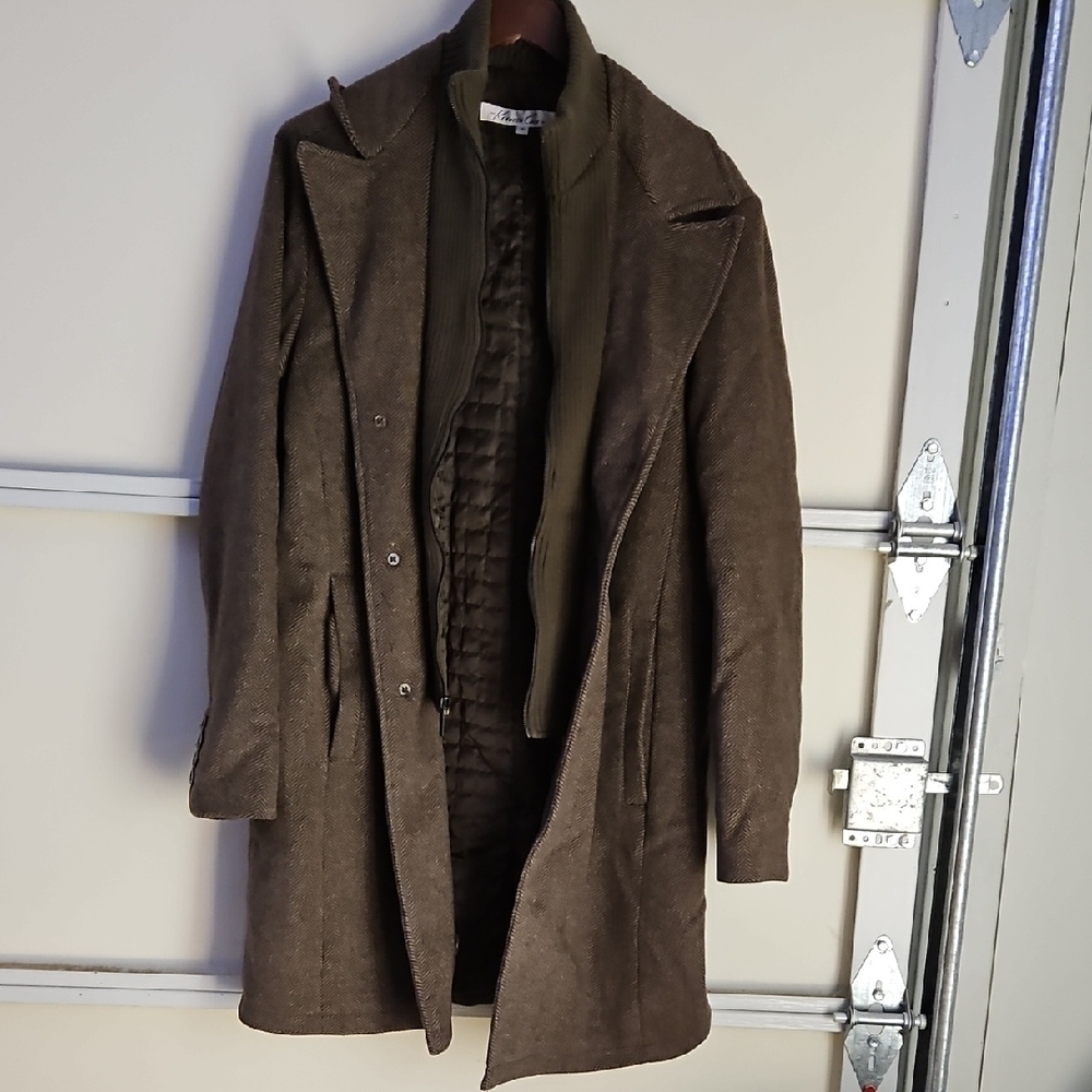 Kenneth Cole Brown Trench Coat Tailored Slim Fit